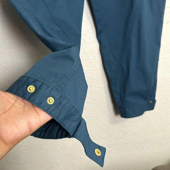 Anthropologie Women’s Size 12 Teal Ellie Embroidered Pockets Utility Pants Belt - Picture 6 of 16